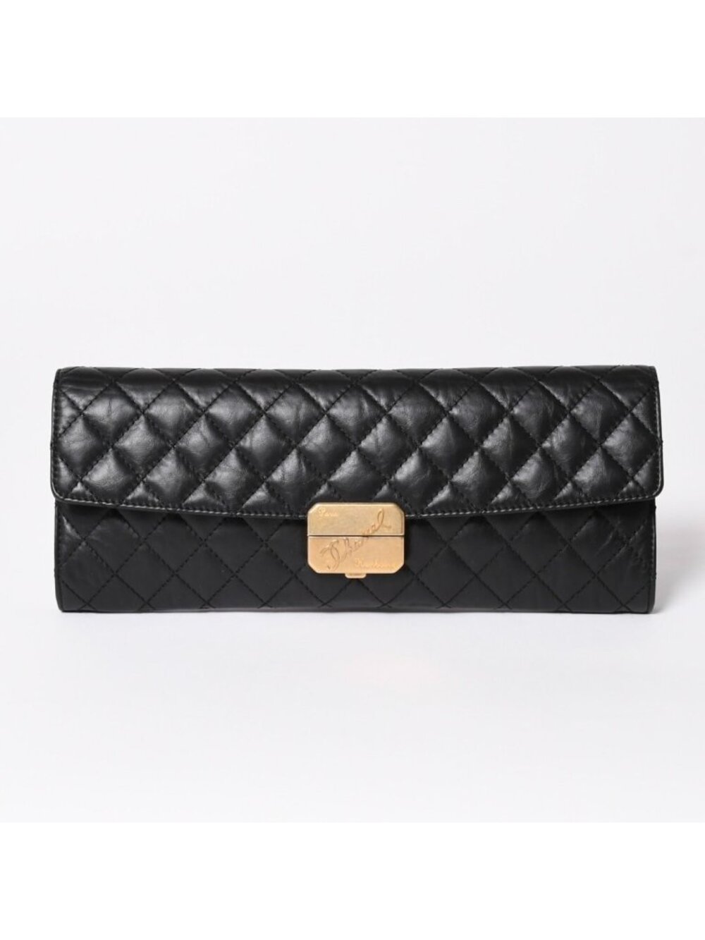 Chanel Metiers D'art Collection Clutch CC Logo Aged Calfskin Black
